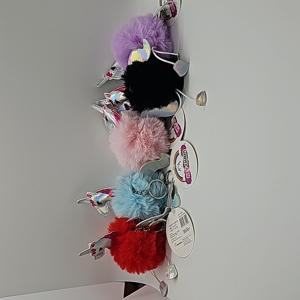 Adorable Unicorn Pom Pom Keychain, choose your color